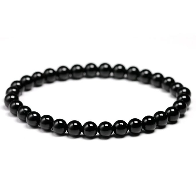 Bracelet en perles de tourmaline noir 6mm