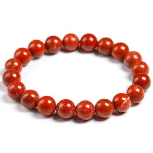 Bracelet en pierre de jaspe rouge avec des perles de 10mm